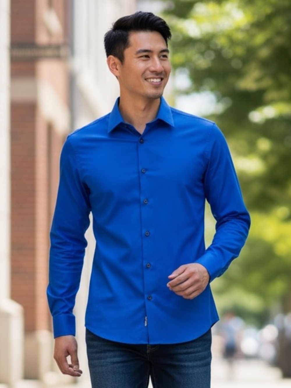 EXPRESS Men’s Large Extra Slim Fit Royal Blue Dress Shirt
